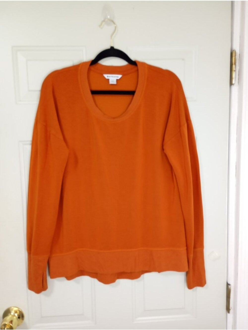Athleta Women Soft Comfy Lounge Stretch Coaster Luxe Recover Sweatshirt M Orange